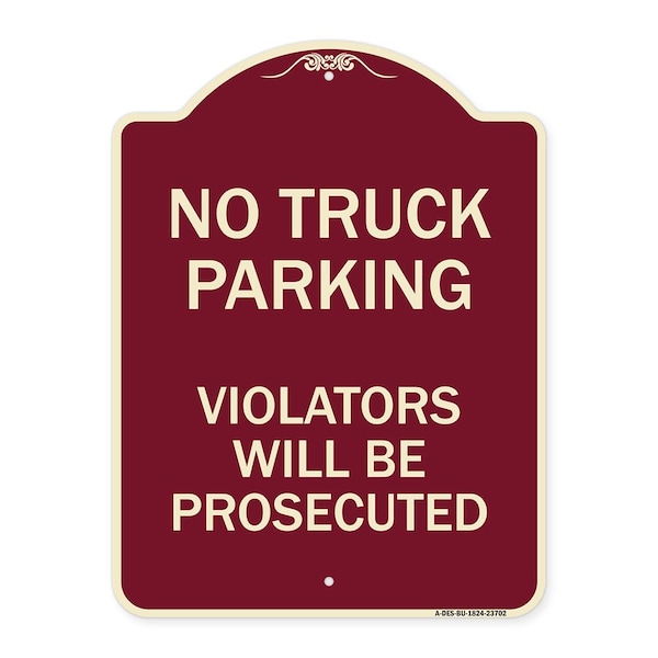 No Parking No Truck Parking Violators Prosecuted Heavy-Gauge Alum Sign, 24" x 18", BU-1824-23702